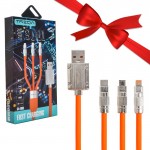 بسته 1+3 کابل 3 سر هوشمند اندروید تایپ سی آیفون ترکا (TREQA) 100W مدل CA-880 (یک عدد هدیه)