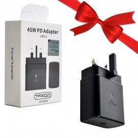 بسته 1+3 کلگی شارژر 45 وات سه شاخه اروپایی ترکا (TREQA) Super fast مدل CH-9048 (یک عدد هدیه)