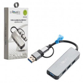هاب 4 پورت USB و رابط تایپ سی رویال (Royal) مدل RHC-20