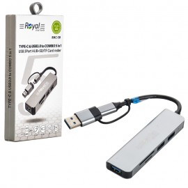 هاب 3 پورت USB و رابط تایپ سی + رم ریدر رویال (Royal) مدل RHC-30