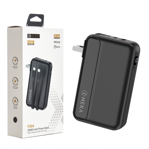 پاوربانک + دو کابل همراه نکسا (NEXA) مدل P204 ظرفیت 20000mAh