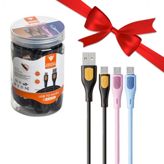 بسته 1+5 بسته 10 عددی کابل اندروید (MicroUSB) تکنیکس (TECNIX) طول 1 متر مدل CBL-625-M (یک عدد هدیه)