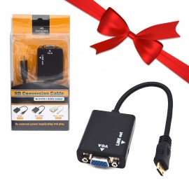 بسته 1+3 تبدیل Mini HDMI به VGA + کابل صدا AUX (یک عدد هدیه)