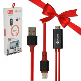 بسته 1+3 کابل MHL لایتنینگ (HDMI To Lightning & USB-A) پرووان (ProOne) طول 1.8 متر مدل PCH75 (یک عدد هدیه)