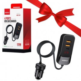 بسته 1+2 شارژر فندکی و هاب 4 پورت هیسکا (HISKA) مدل HCC-327 (یک عدد هدیه)