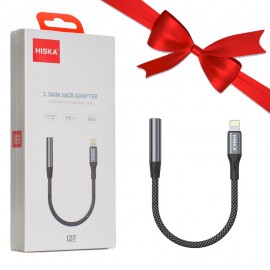 بسته 1+4 کابل تبدیل لایتنینگ به جک 3.5 میلیمتری (Lightning To Aux) هیسکا (HISKA) طول 12 سانتی متر مدل W48 (یک عدد هدیه)