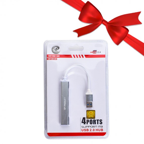 بسته 1+5 هاب 4 پورت USB 2.0 ایکس پی (XP) طول 15 سانتی متر مدل XP-H814R (یک عدد هدیه)