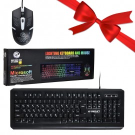 بسته 1+5 کیبورد و موس سیم دار بک لایت RGB ایکس پی (XP) مدل XP-12300R (یک عدد هدیه)