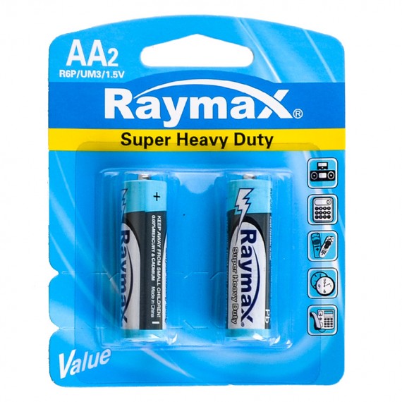 باتری قلمی ریمکس (Raymax) مدل 1.5V R6P AA (کارتی 2 تایی)