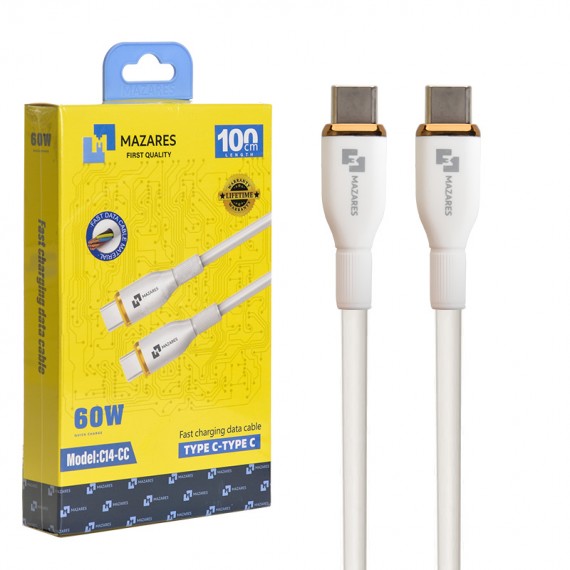 کابل تایپ سی به تایپ سی (Type-C to Type-C) مازارس (MAZARES) طول 1 متر مدل C14-CC