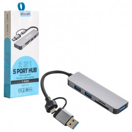 هاب 5 پورت USB و رابط تایپ سی اس ال ای او (S-LEO) مدل T-3629