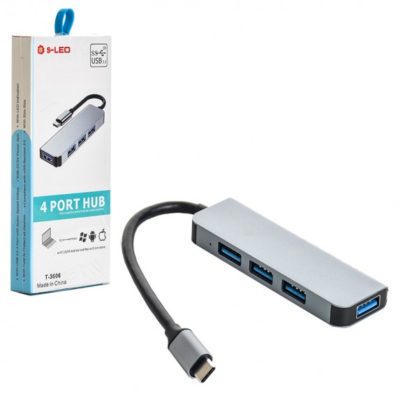 هاب 4 پورت و رابط تایپ سی اس ال ای او (S-LEO) مدل T-3606