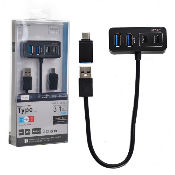 هاب 4 پورت USB و رابط تایپ سی آی ای تاپ (iETOP) مدل TU-356B