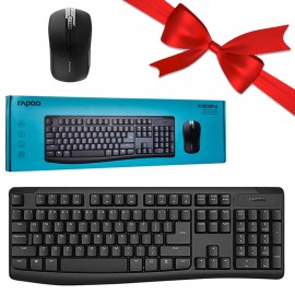 بسته 1+5 کیبورد و موس بی سیم رپو (RAPOO) مدل X1800Pro (یک عدد هدیه)