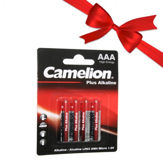 بسته 1+7 باتری نیم قلمی کملیون (Camelion) مدل Plus Alkaline (کارتی 4 تایی) (یک عدد هدیه)