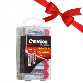بسته 1+7 باتری قلمی / نیم قلمی کملیون (Camelion) مدل 8LR6+4LR03-PBH (جعبه 12 تایی) (یک عدد هدیه)
