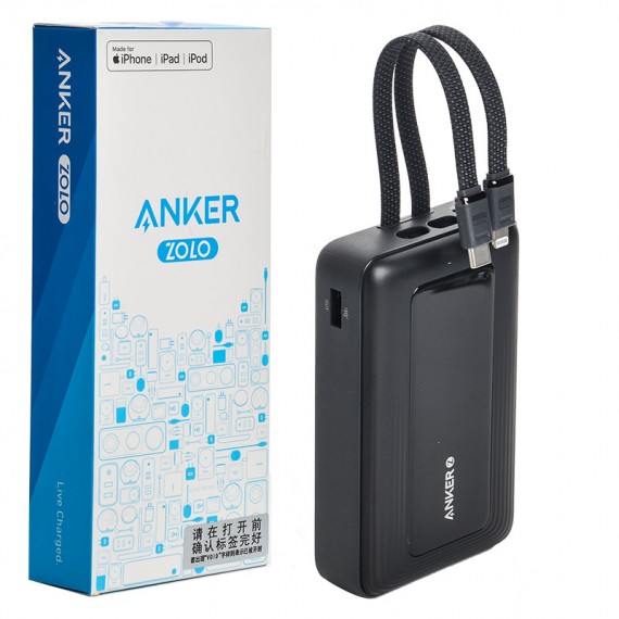 پاوربانک + دو کابل همراه انکر (ANKER) مدل A1681 ZOLO ظرفیت 20000mAh گارانتی خرید عمده