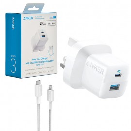 شارژر دیواری 33 وات 2 پورت + کابل (Type-c to Lightning) انکر (ANKER) مدل B2331K21