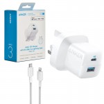 شارژر دیواری 33 وات 2 پورت + کابل (Type-c to Lightning) انکر (ANKER) مدل B2331K21