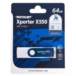 فلش دوسر (Type-C & Type-A) پاتریوت (PATRIOT) مدل 64GB XPORTER X550 USB3.2