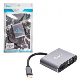 تبدیل Type-C To VGA/HDMI/USB/PD دی تک (DTECH) مدل 30115
