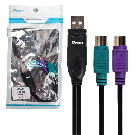 کابل تبدیل PS2 To USB دی تک (DTECH) طول 10 سانتی متر مدل 30105