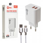 شارژر دیواری 12 وات 2 پورت + کابل تایپ سی میلر (Miller) مدل M-37