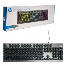 کیبورد گیمینگ سیم دار بک لایت RGB اچ پی (hp) اورجینال مدل K500Y (کلید دایره ای)