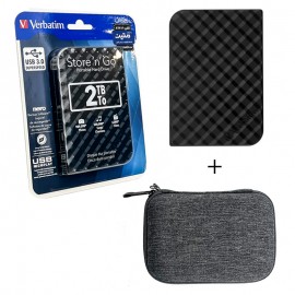 هارد 2.5 اینچی HDD اکسترنال ورباتیم (Verbatim) مدل 53195 ظرفیت 2TB گارانتی متین + کیف حمل هارد
