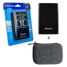 هارد 2.5 اینچی HDD اکسترنال ورباتیم (Verbatim) مدل 53023 ظرفیت 1TB گارانتی متین + کیف حمل هارد