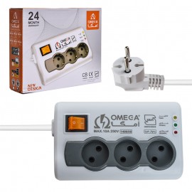 محافظ برق 3 خانه امگا (OMEGA) طول 3 متر مدل P3100 بدون ارت