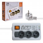 محافظ برق 3 خانه امگا (OMEGA) طول 3 متر مدل P3100 بدون ارت