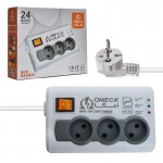 محافظ برق 3 خانه امگا (OMEGA) طول 1.5 متر مدل P3100 بدون ارت