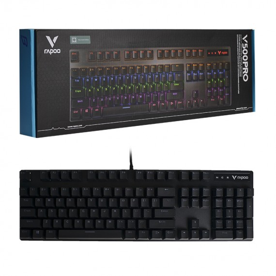 کیبورد گیمینگ مکانیکال سیم دار بک لایت RGB رپو (RAPOO) مدل V500PRO