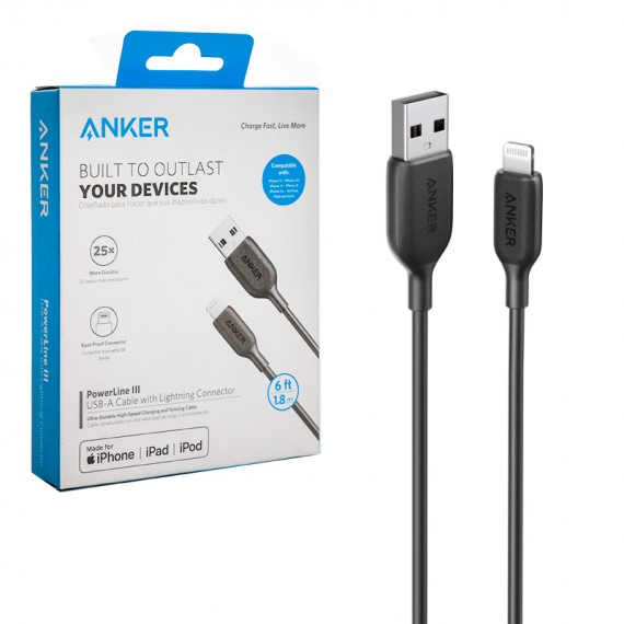کابل آیفون (Lightning) انکر (ANKER) طول 1.8 متر مدل A8813H11 گارانتی شرکتی
