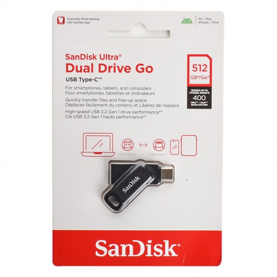 فلش سن دیسک (SanDisk) مدل 512GB Dual Drive GO USB3.2 Type-C گارانتی سورین