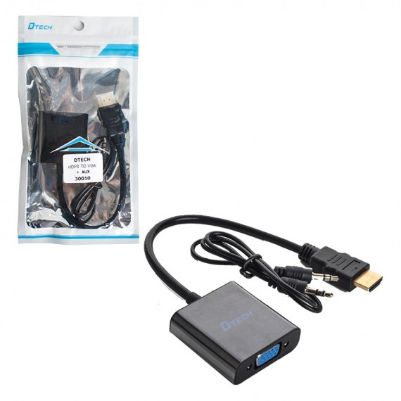 کابل تبدیل HDMI به VGA + کابل AUX دی تک (DTECH) مدل 30010