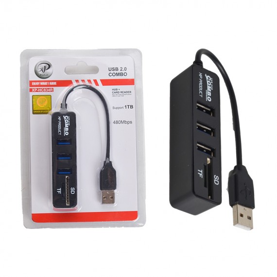 هاب 3 پورت USB + رم ریدر ایکس پی (XP) مدل XP-HC834R