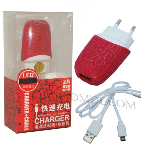 شارژر USB با کابل رنگی پارادیس (قرمز)