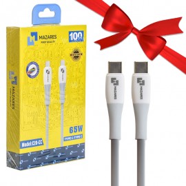 بسته 1+10 کابل تایپ سی به تایپ سی (Type-C to Type-C) مازارس (MAZARES) طول 1 متر مدل C20-CC (یک عدد هدیه)