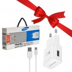 بسته 1+10 شارژر دیواری 15 وات + کابل اندروید سامسونگ (Samsung) گارانتی پارتیان (یک عدد هدیه) رنگ سفید