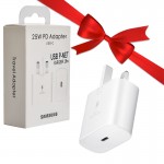 بسته 1+10 کلگی شارژر 25 وات سه شاخه اروپایی سامسونگ (Samsung) مدل EP-TA800NBEGAE گارانتی پی نت (یک عدد هدیه) رنگ سفید