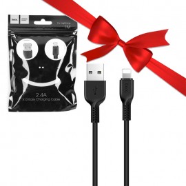 بسته 1+10 کابل آیفون (Lightning) هوکو (hoco) طول 1 متر مدل X13 (یک عدد هدیه) رنگ مشکی