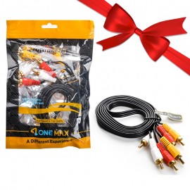 بسته 1+10 کابل 3 به 3 صدا و تصویر (RCA) وان مکس (ONE MAX) طول 1.5 متر (یک عدد هدیه)