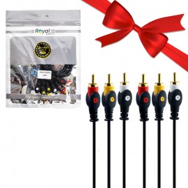 بسته 1+5 کابل 3 به 3 صدا و تصویر (RCA) رویال (Royal) طول 1.5 متر (یک عدد هدیه)