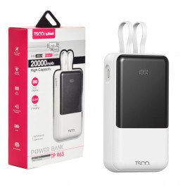 پاوربانک + دو کابل همراه تسکو (TSCO) مدل TP 963 ظرفیت 20000mAh