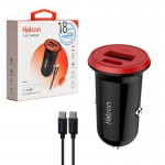 شارژر فندکی دو پورت + کابل تایپ سی هترون (Hatron) مدل HCC2181PQ