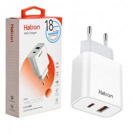 کلگی شارژر 20 وات 2 پورت هترون (Hatron) مدل HWC2202PQ