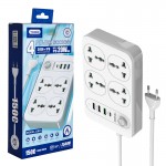رابط و چندراهی برق 4 خانه + چهار پورت USB یوکی (Yookie) مدل EB01