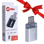 بسته 1+10 تبدیل OTG (USB-A To Type-c) میلر (Miller) مدل MO-208 (یک عدد هدیه)